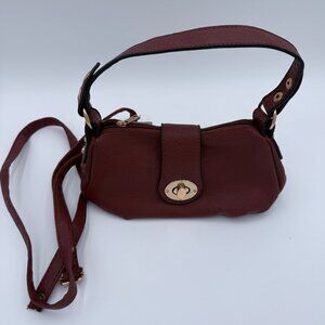 NWT Vtg Brown/Coffee Faux Leather Small Crossover Bag Purse 80's Minimalist